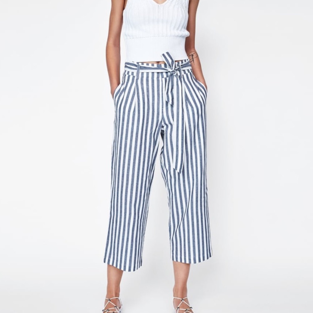 Zara striped cotton trousers